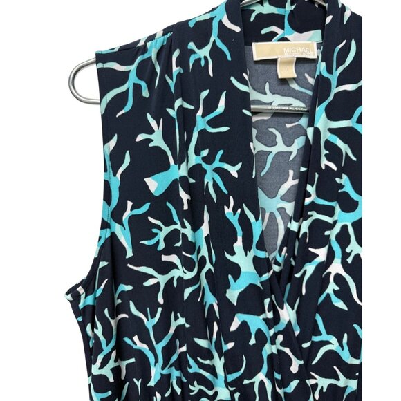 1X Michael Kors Ocean Coral Navy Turquoise Maxi Dress Cruise Beach Summer Knit - Picture 4 of 12